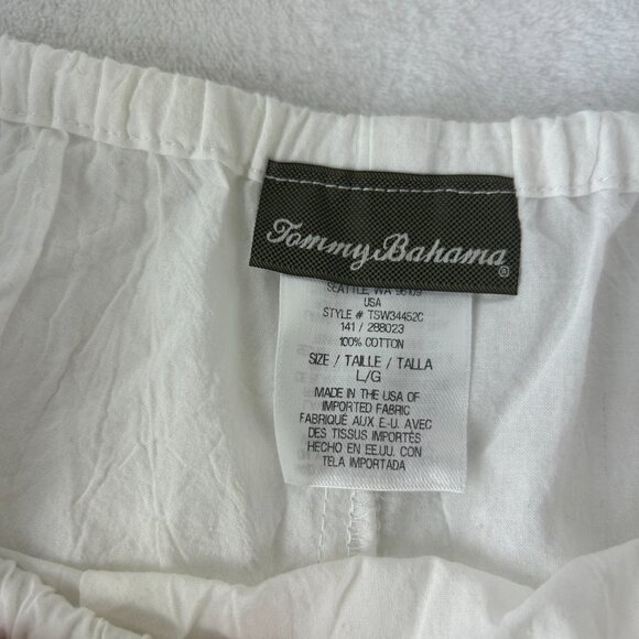 Tommy Bahama Pull On Wide Leg Pants Cream Siz e LG Drawstring Neutral Coastal - Picture 2 of 9